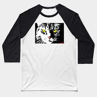 ANGRY CAT POP ART - BLACK WHITE YELLOW Baseball T-Shirt